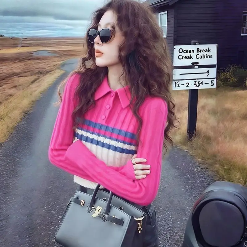 Kimutomo 2026 Autumn Winter Soft Cozy Pink Knit Sweater Women Lazy Style Relaxed Fit Age-Reducing Chic Pullover Top