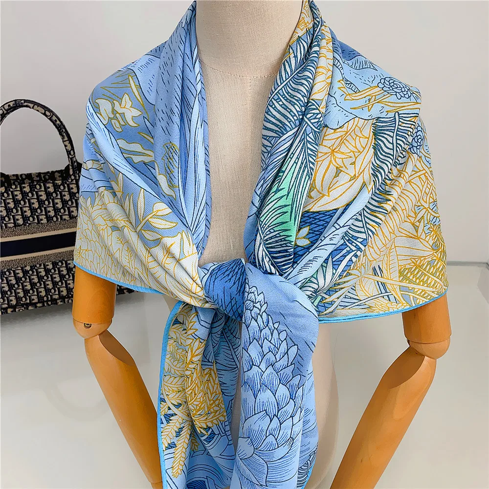 Faubourg sciarpa di seta di cachemire caldo tropicale Designer scialli di Pashmina di lusso per le donne foulard di rotolo di orlo arrotolato