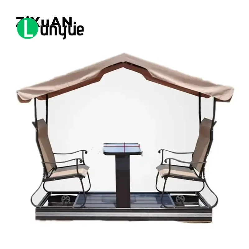 Luxury 3 Seater Rattan Sofa Rocking Chair Outdoor Garden Patio Furniture for Hotel Resort Three Seats Wicker Swing Set
