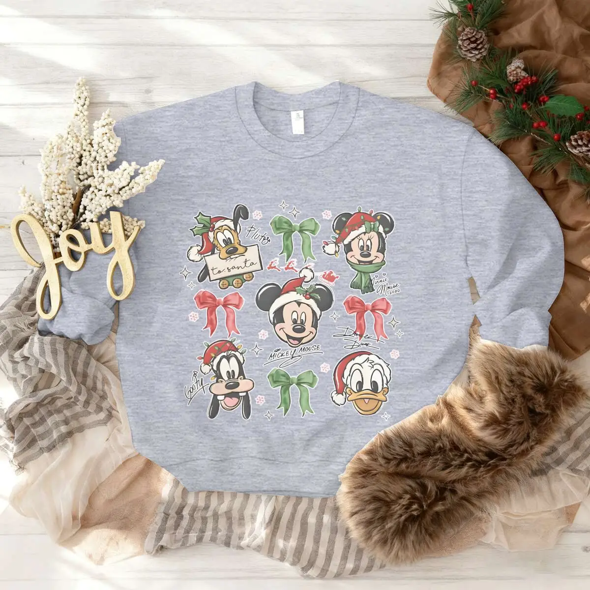 Felpe da donna di buon Natale Topolino Paperino Personaggio classico Top a maniche lunghe Design dei cartoni animati Pullover per ragazze di Natale