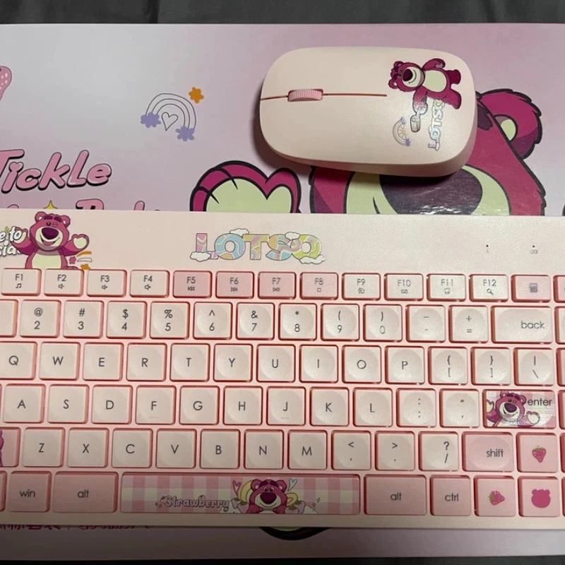 

Disney Genuine Strawberry Bear Wireless Keyboard And Mouse Set For Gaming Office Laptop And Desktop Universal Creative And Gifts