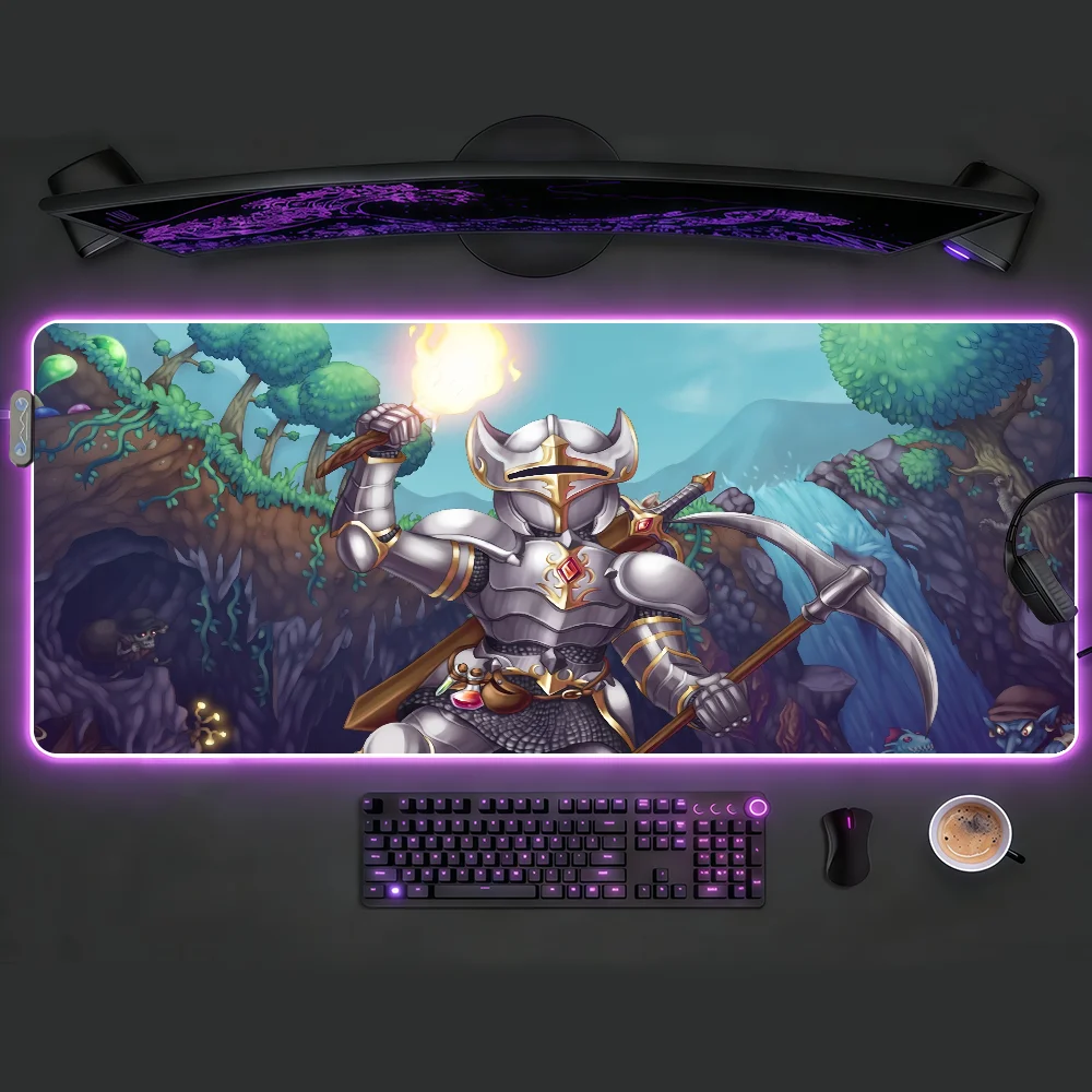 

Коврик для мыши T-TerrariaES с RGB-подсветкой, нескользящий, резиновый, для игр, большой XXL, для компьютера, офиса, клавиатуры