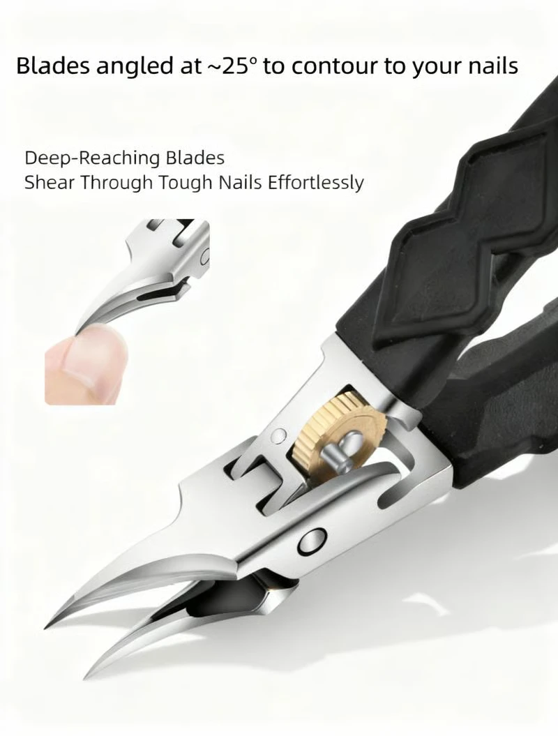Black Anti-Slip Grip Nail Clipper Set with Ultra-Sharp Tips And Gear Lock Feature for Accurate Nail Trimming