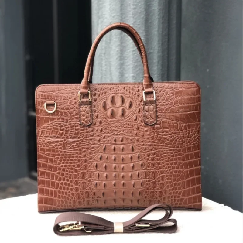 2024 New Alligator Laptop Bags Cow Genuine Leather Men's Briefcase Luxury Brand Male Handbags Men Messenger 14 Inch Computer Bag