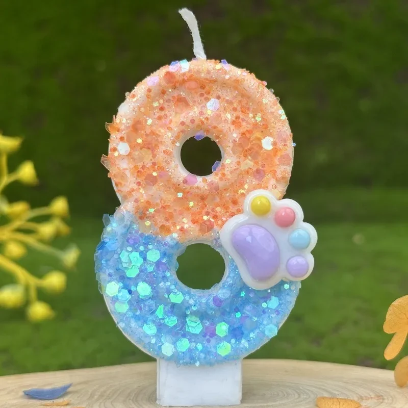 Hundepfoten, digitale Geburtstagskerzen, Farbverlauf, Pailletten, Kuchen, Party-Dekoration, Geburtstagsfeier, Hochzeitsgeschenke, Jungen und Mädchen
