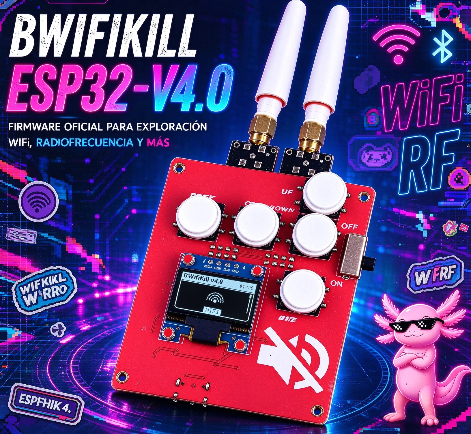 BWIFIKILL ESP32 V4.0 Development Board With OLED Screen Bluetooth & WiFi IoT Mainboard Open Source & PepeAngell