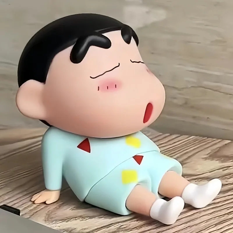 Crayon Shin-Chan Figures Phone Holder Kawaii Anime Desktop Ornaments Cartoon Watching TV Phone Support Cute Doll Decorations
