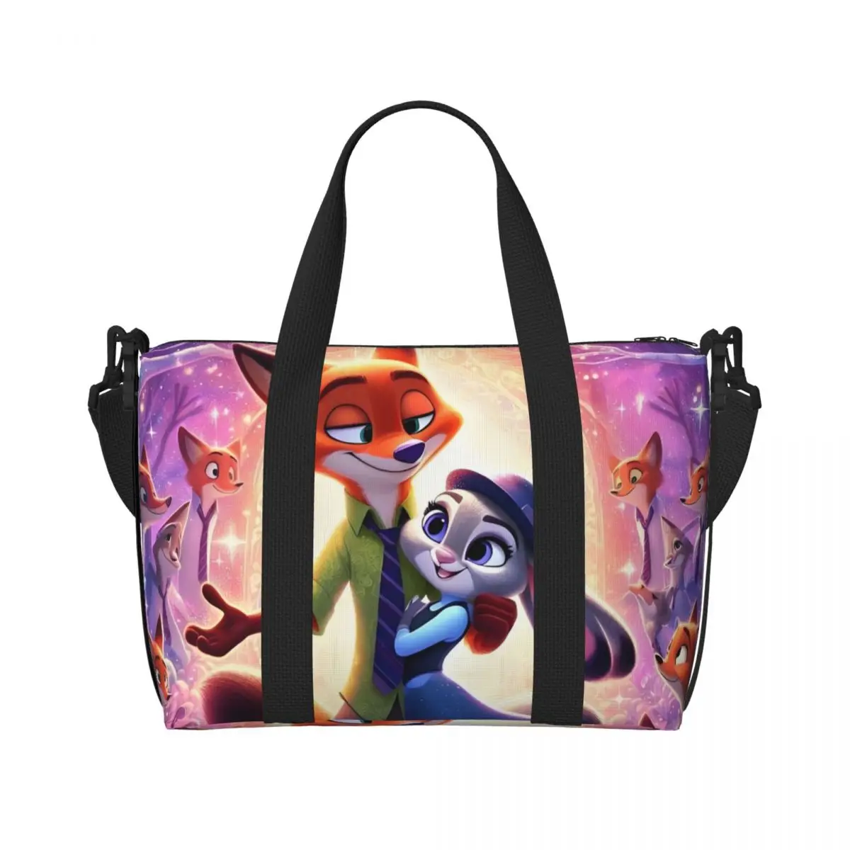 

Custom Large Film Cartoon Zootopia Tote Bag Women Anime Kawaii Shoulder Shopping Gym Beach Travel Bag