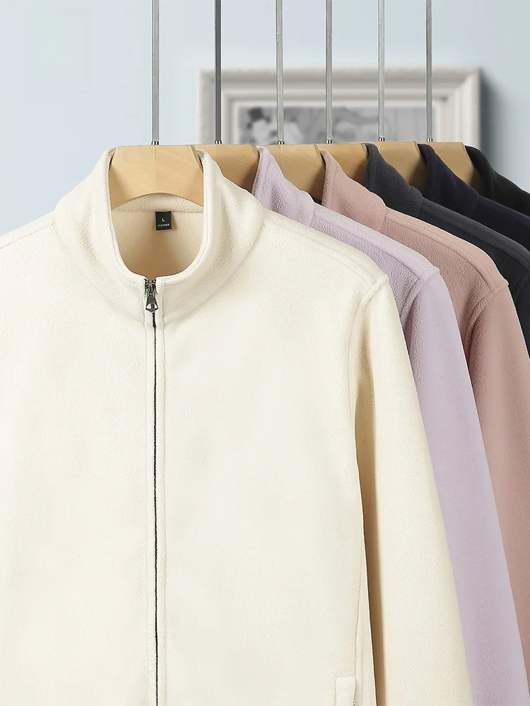 

Мужская флисовая куртка на молнии, повседневная, с длинными рукавами, осенне-зимняя, из полиэфирного волокна, спортивная одежда, теплый кардиган, уличная одежда