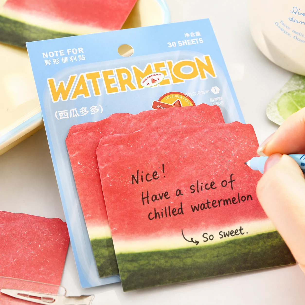 Fruit Watermelon Slice Sticky Notes Memo Notes Self-Adhesive Writing Paper Pads For Journal Decor School Office Stationery