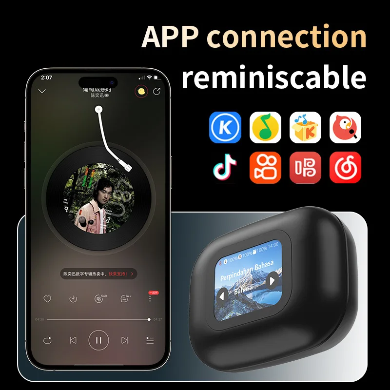 

Ear Hook Earphone Touch Screen Earphone AI Translate LED Touch Screen Support TF Card ENC Noise Reduction Phone Call Headset