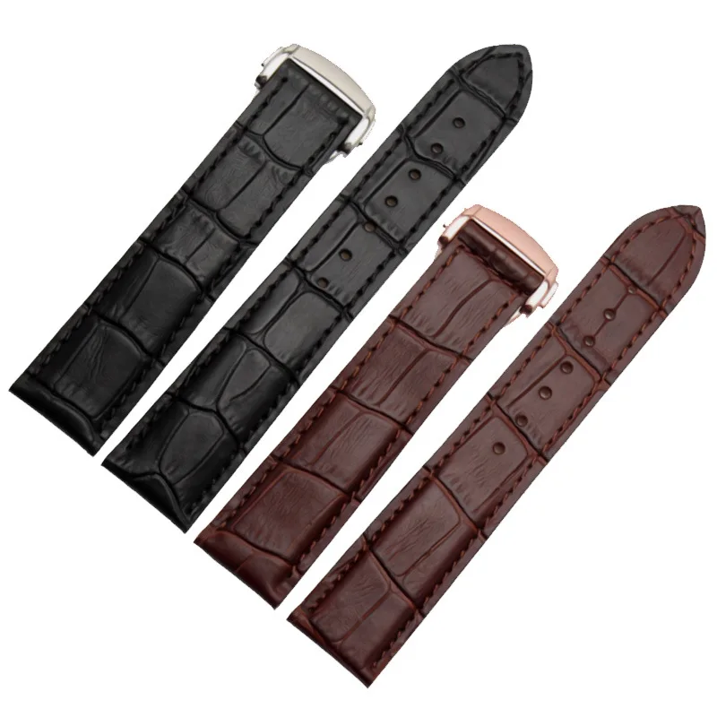 

18mm 19mm 20mm 21mm Genuine Leather Watch Strap For Omega Watch Speed Seamaster Deployant Clasp Black Brown Watchband Bracelet