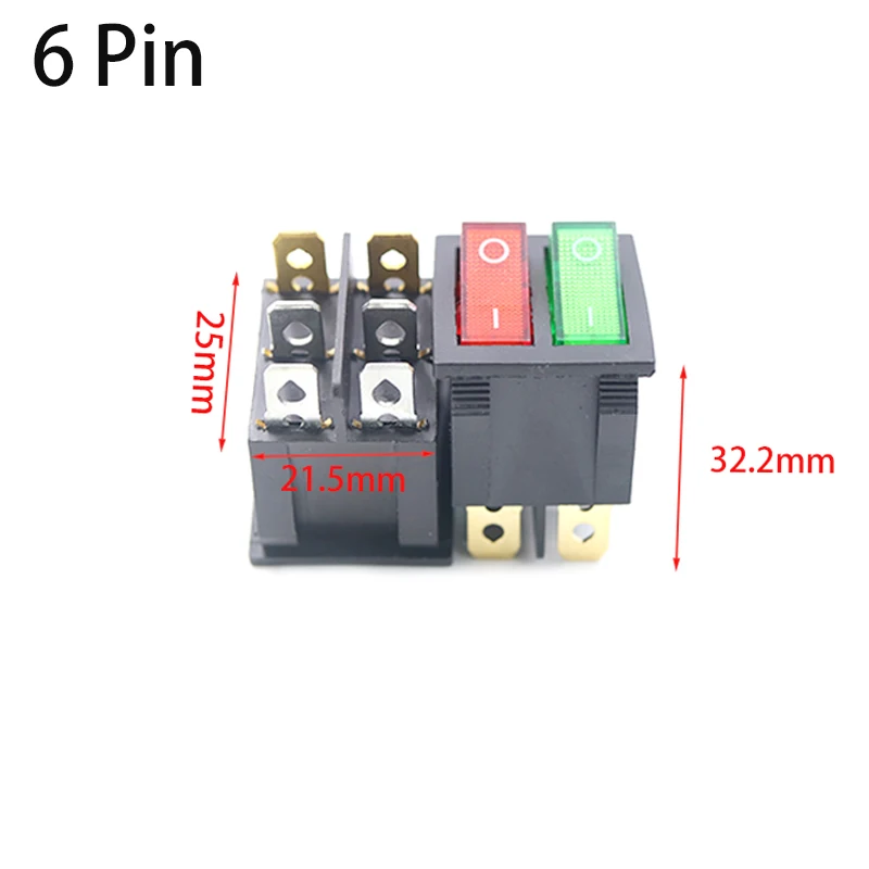 1PCS Waterproof lid KCD8-6PIN Rocker Switch 15A 250V Double Control ON-OFF Boat Power Switch for Marine Applications