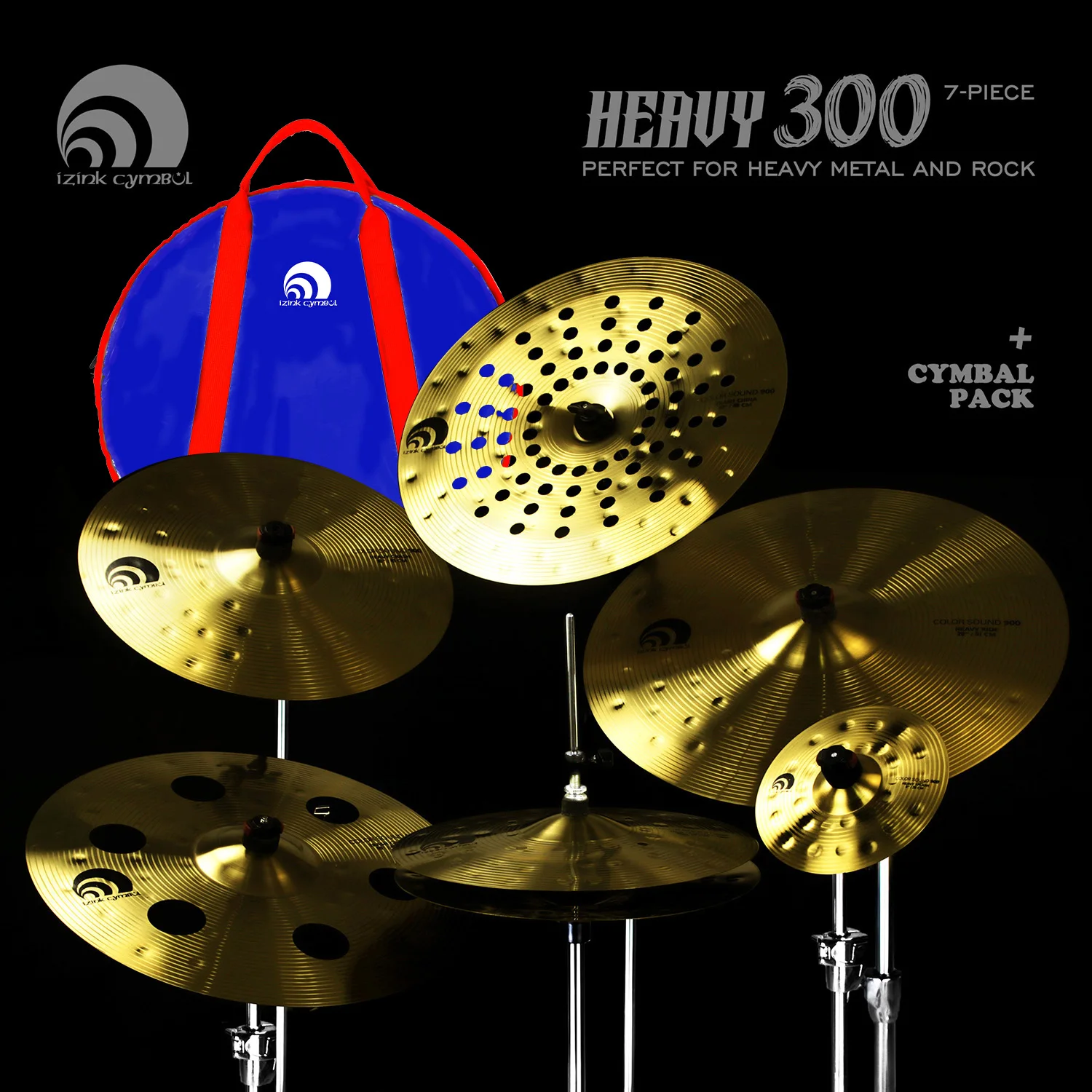 Alloy & Steel Handmade Cymbal Set 7-Piece 20/18/16/14/8 Inch Deeper Sound Percussion Instrument Bag