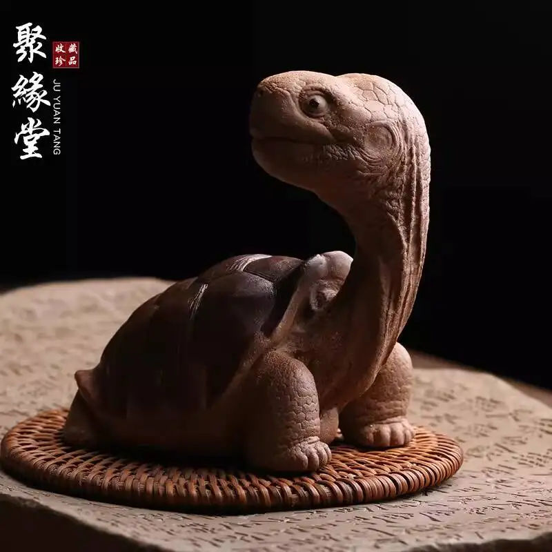 Yixing Purple Clay Pet Ornament, Big-Headed A Symbol Of Wealth, Dragon Turtle, Masterfully Crafted, Fully Handmade, Premium