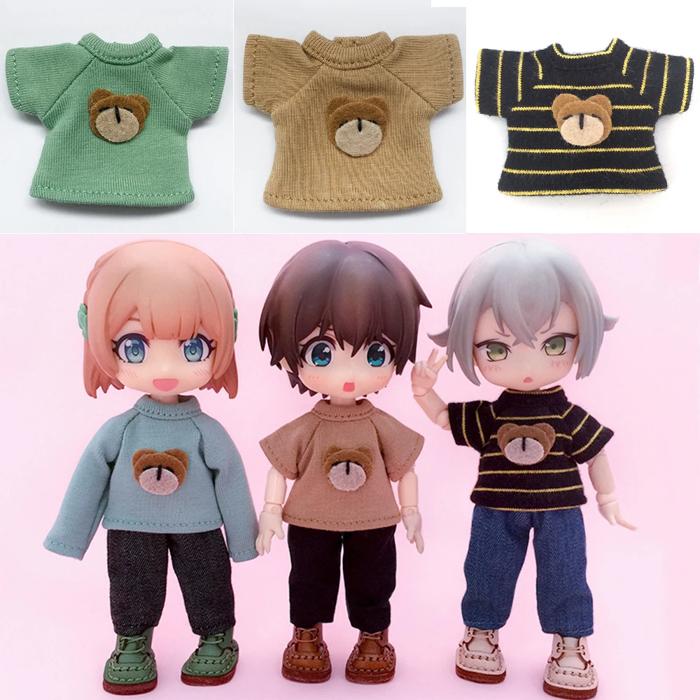 Ob11 Doll Cotton Short Sleeve Top Clothes Little Bear Long Sleeved T-Shirt Doll For Molly Gsc Ymy P9 P10 Body Uf Nendoroids Doll