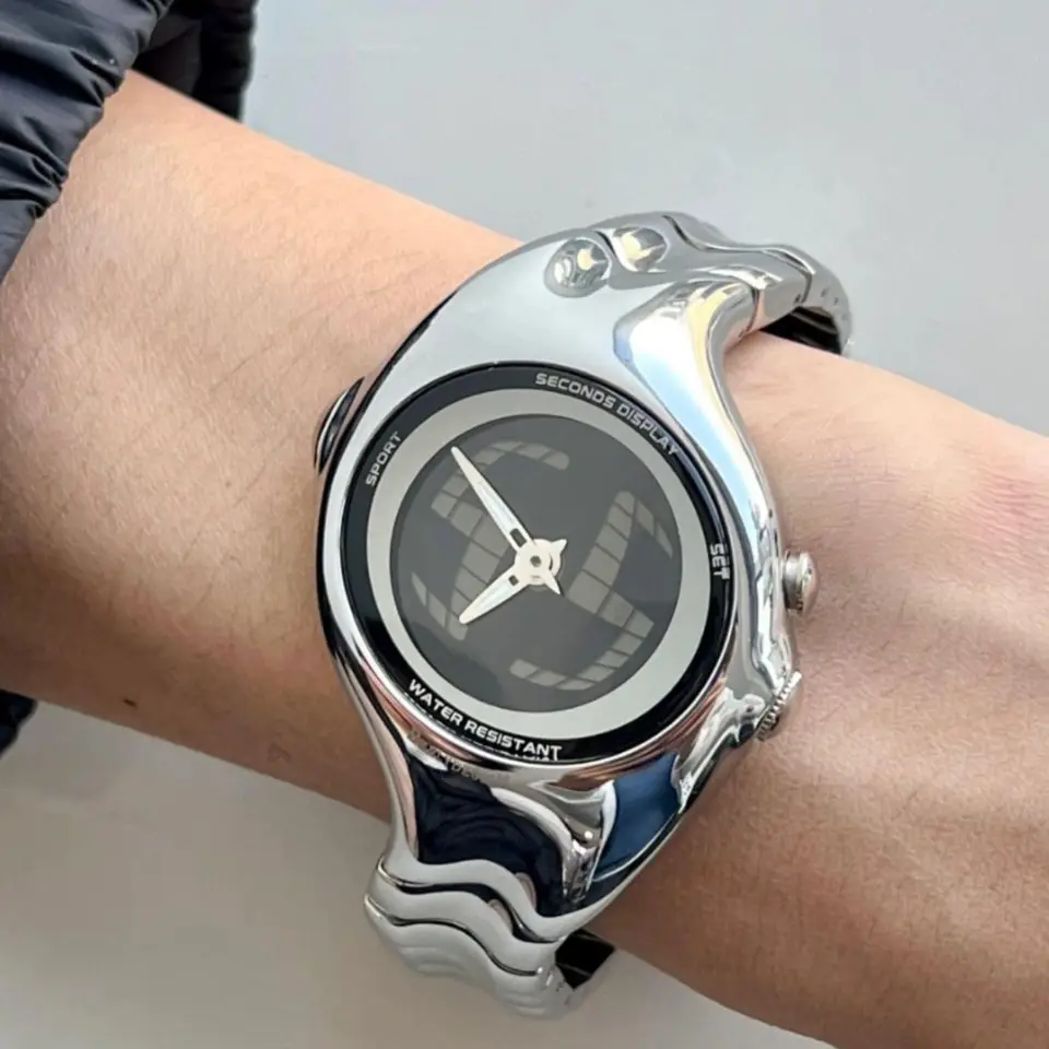 メンズデジタル腕時計 ステンレス スタイリッシュ Y2K