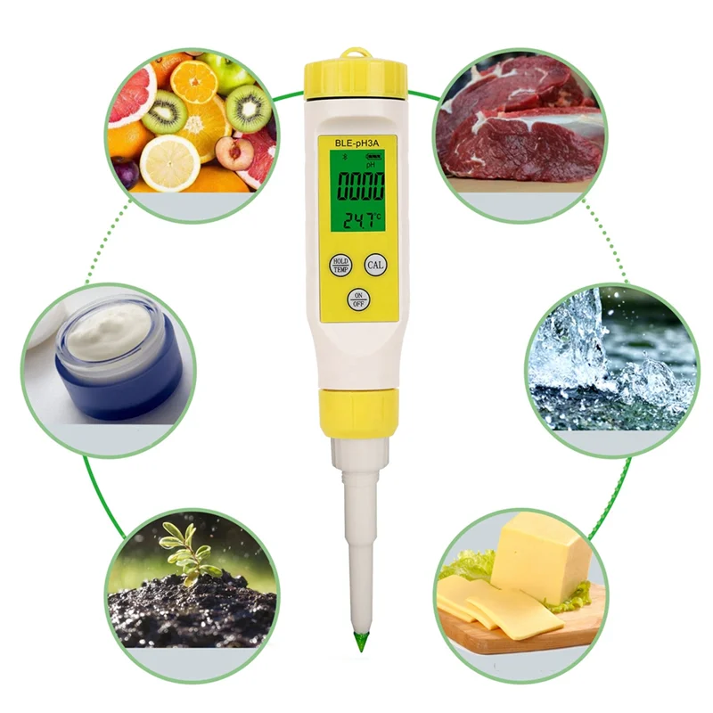

Bluetooth Digital PH Meter For Food With Backlit LCD Display For Meat,Bread And Water