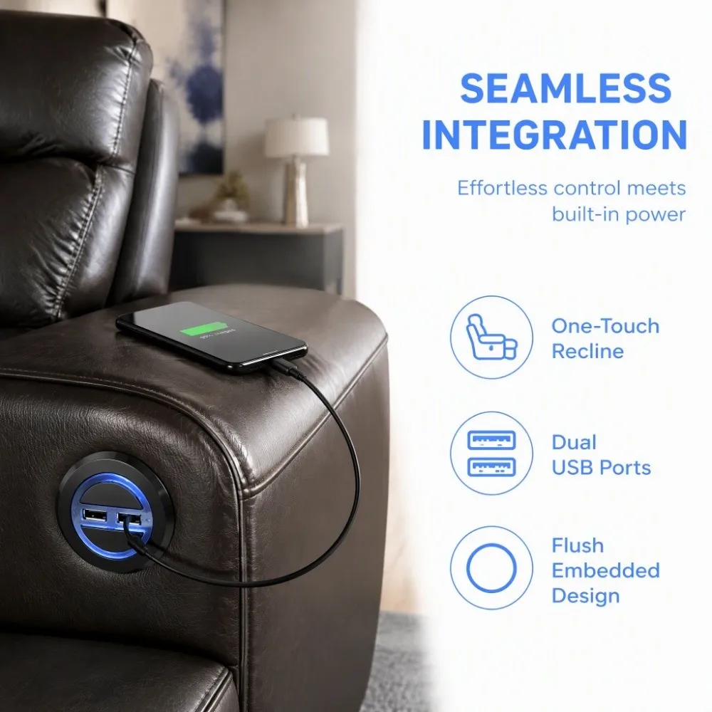 ABS Recliner Hand Controller Embedded USB Charging Port Black Electric Sofa Replacement Hand Control Replacement