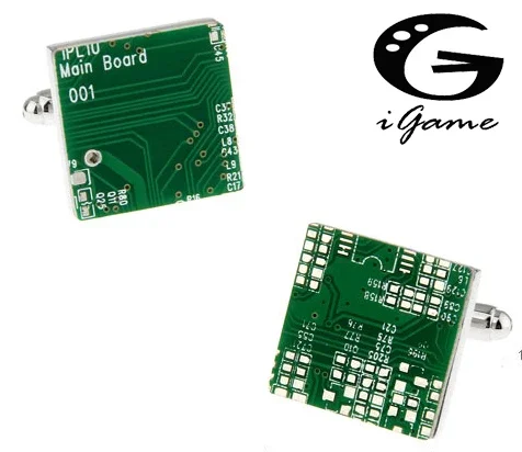 

New Arrival Fashion Cufflinks Novelty Green Circuit Board Design Best Gift For Men Cuff Links Wholesale&retail
