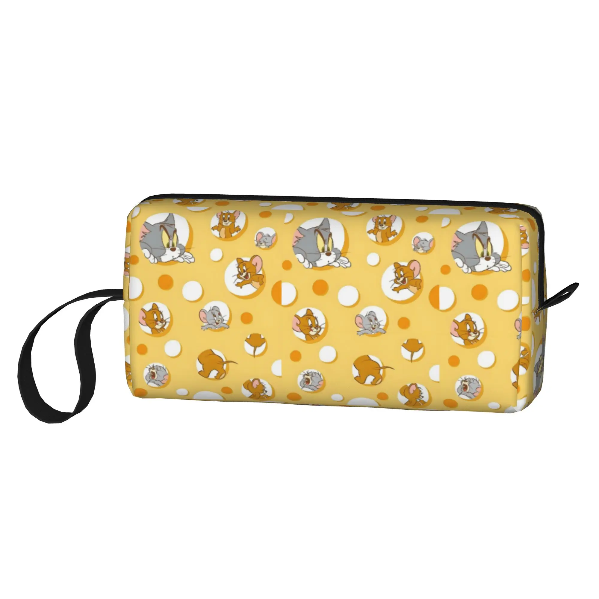 Custom Cute T-Tom And J-Jerry Cheese Travel Toiletry Bag Women Cat And Mouse Makeup Cosmetic Organizer Beauty Storage Dopp Kit