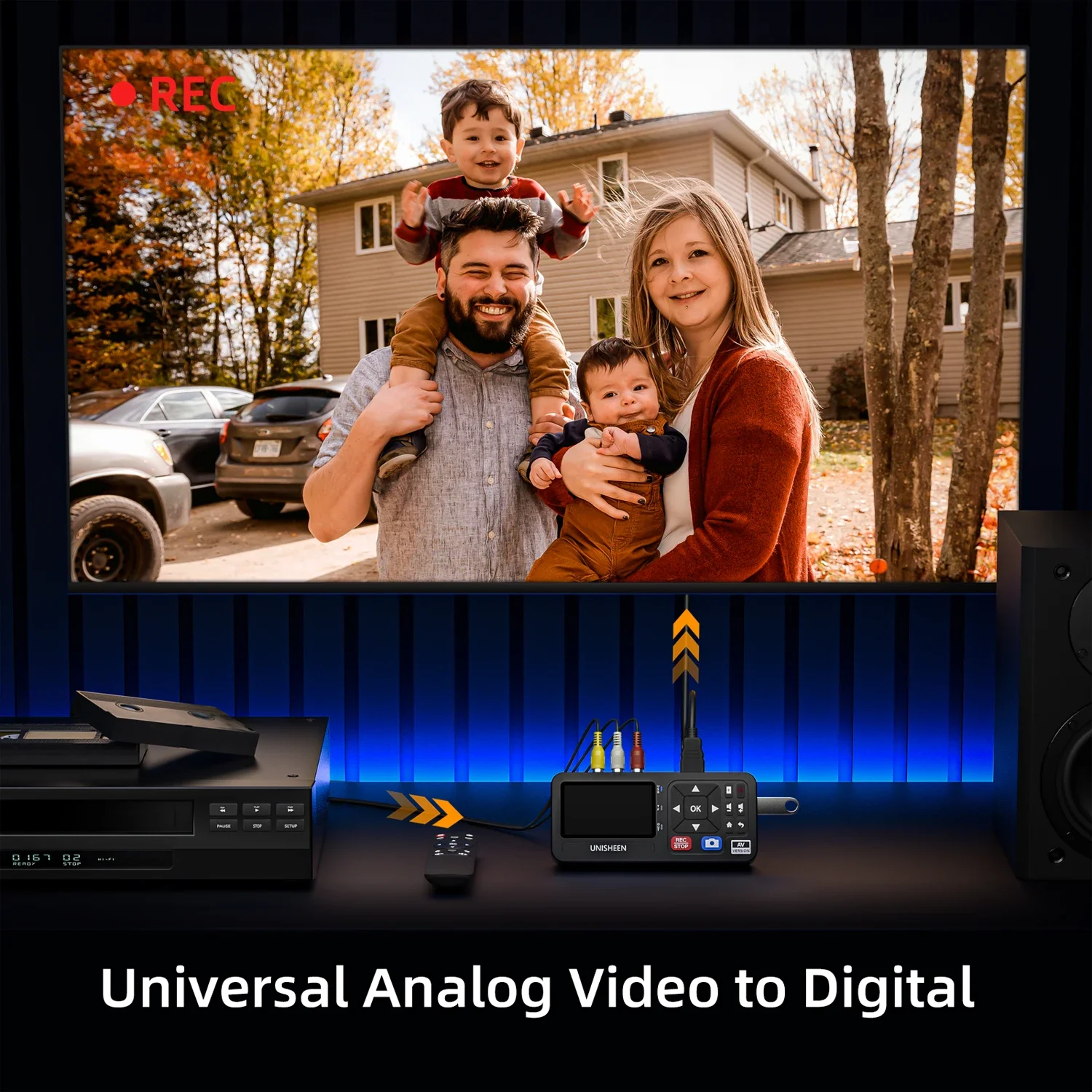 Video to Digital Converter Record Video from VCR VHS Tapes AV RCA Hi8 Camcorder DVD Gaming Systems