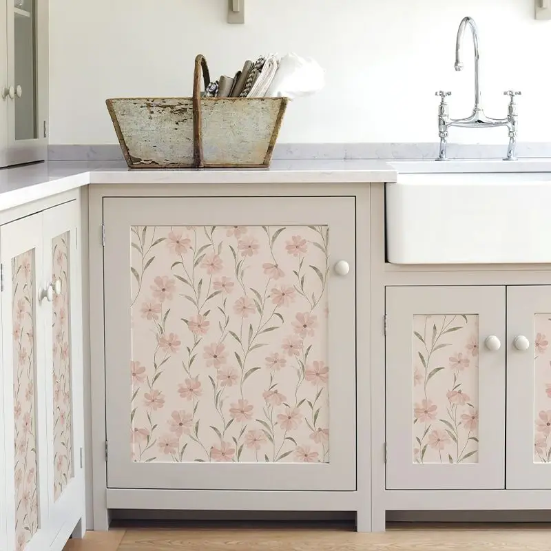 Pink Floral Peel and Stick Wallpaper Vintage Renter Friendly Wallpaper Vinyl Film Self Adhesive Decorative Wall Contact Paper