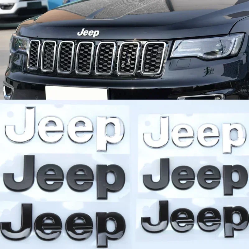 Emblema Adesivo Lateral para Capô e Porta-Malas de Carro (1 unidade) - JEEP Renegade, Grand Cherokee, Wrangler JK, Compass, Commander, Patriot, Liberty