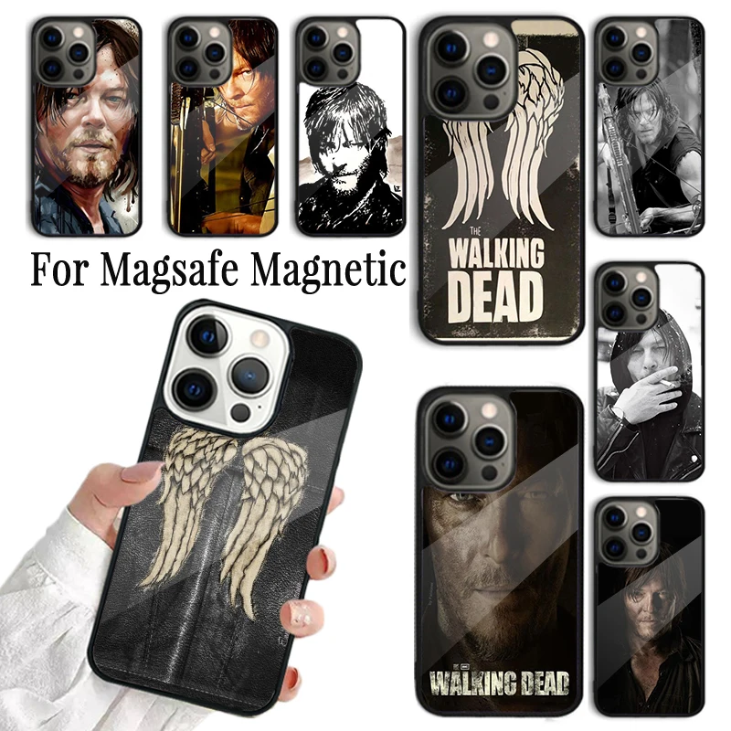 Coque Phone Case For iPhone 16 15 14 13 12 11 Pro Max Plus Magsafe Magnetic Wireless Charging Cover Daryl Dixon Wings Zombie