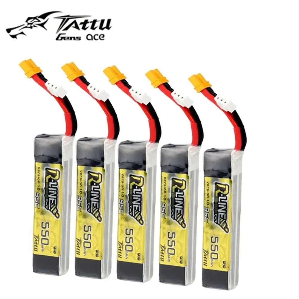 Tattu R-Line 1.0 LiPo Rechargeable Battery 2S 3S1P 550mAh 95C 7.4V 11.1V Pack With XT30 Plug for RC FPV Racing Drone Quadcopte