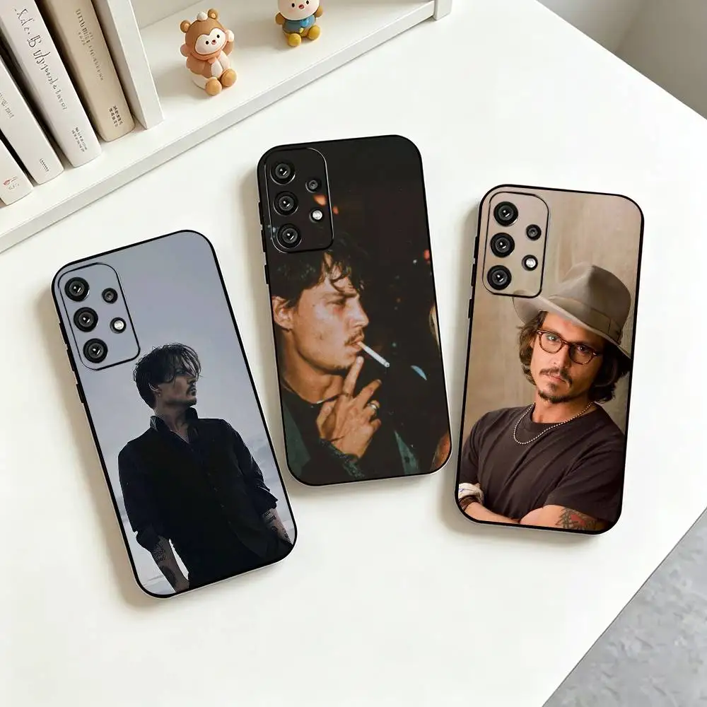 Retro Johnny Depp Portrait Graphic  Phone Case For Samsung S25,S24,S21,S22,S23,S30,Ultra,S20,Plus,Fe,Soft Silicone Black Cover