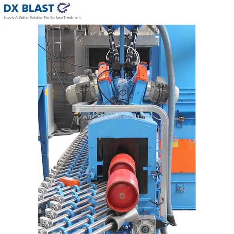 Máquina de limpieza de chorro de tiro de cilindro industrial con diseño de reducción de ruido de entrada cero