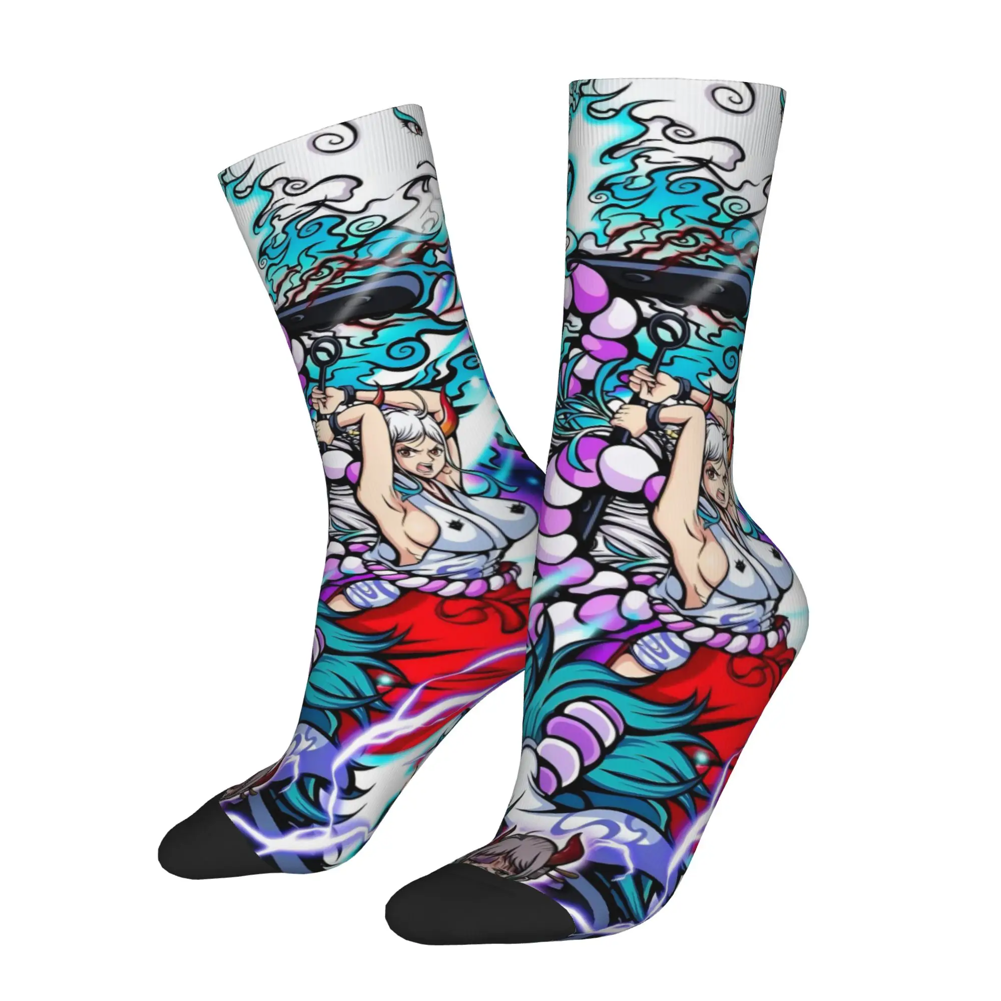 Funny Sock One Piece Yamato Battle Scene Hip Hop Seamless Pattern Printed Men Socks Novelty Men's Socks