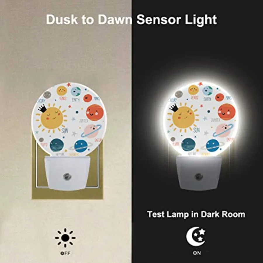 Solar System Night Light Planets Stars Satellites in Universe Cartoon Night Lights Plug into Wall Dusk to Dawn Sensor LED Light