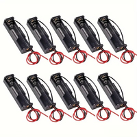 10pcs 18650 Battery Holder Box 1 Slot 3.7V DIY Battery Storage Case Black Plastic Container with Connect Black Red Wire Lead Pin
