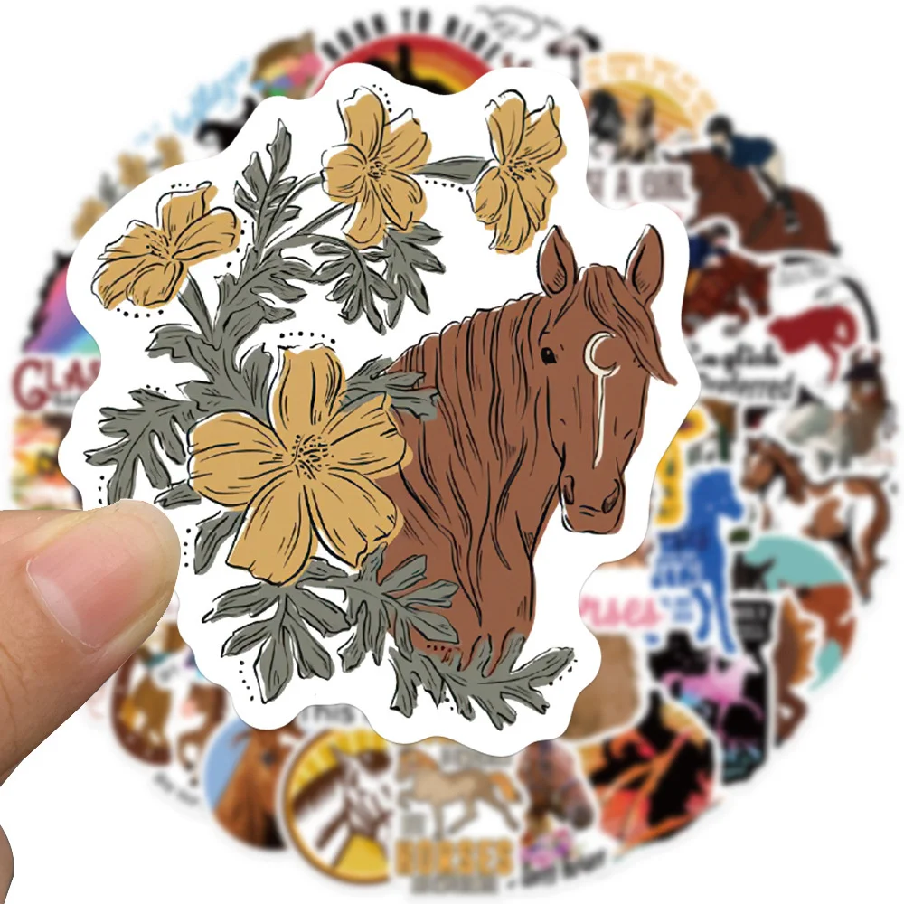 10/30/50PCS Equestrian Lovers Stickers Horse Graffiti Scrapbook Luggage Scooter Ipad Kawaii Cartoon PVC Stickers Wholesale