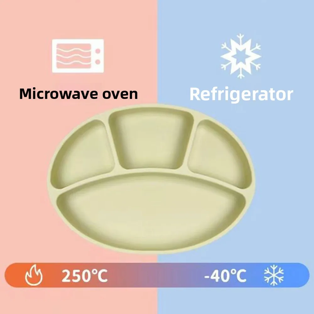 滑り止めシリコン製仕切りプレート-bpaフリー-防水-幼児用食器-頑丈な給餌プレート-授乳用アクセサリー