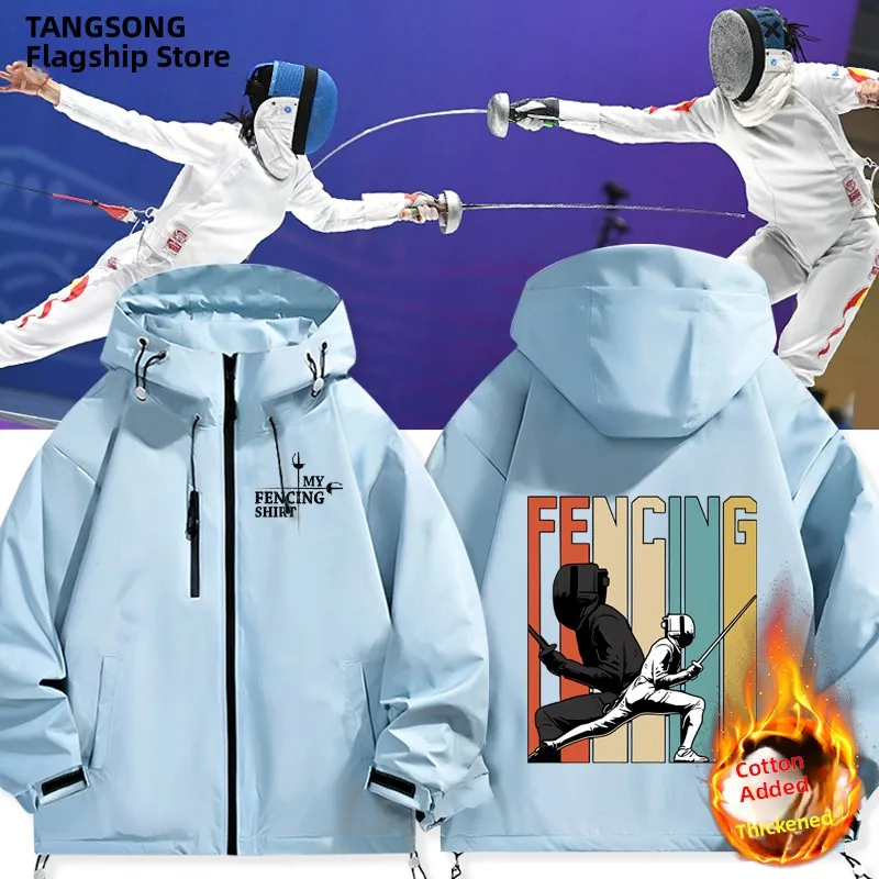 

Classical Fencing Jaet Men's Heavy Sword Flower Jaet Spor Windproof Polyester Nylon Cosite Fiber Zipper ket Casual