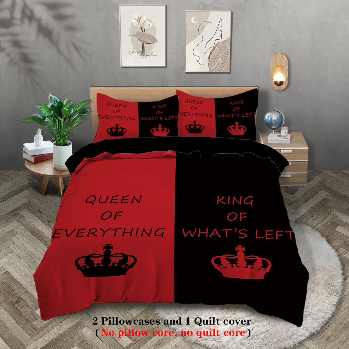 Bedding Set 3Pcs King Queen Size Pattern Warm  Dark color Cover with 2 Pillowcase Single Double soft Cover for Bedroom Decor