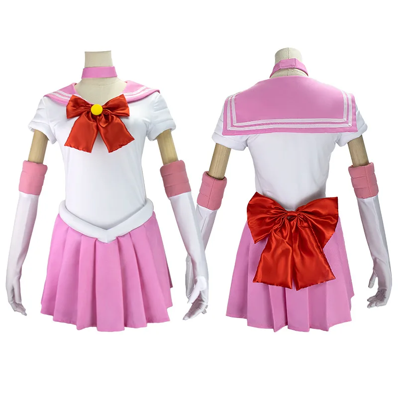 Anime Sailor Moon Chibiusa Tsukino Cosplay Battle Suit Pink Wig Bow Headdress Socks Halloween Suit Accessories Cosplay Outfit view 4