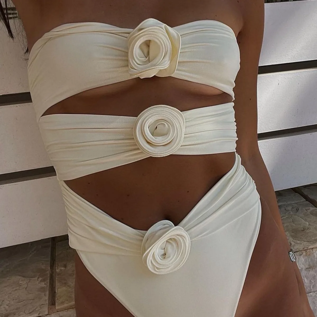 One-piece Swimsuit Women's Bikini New 3D Three-dimensional Flower Swimsuit Bikinis Set for Women