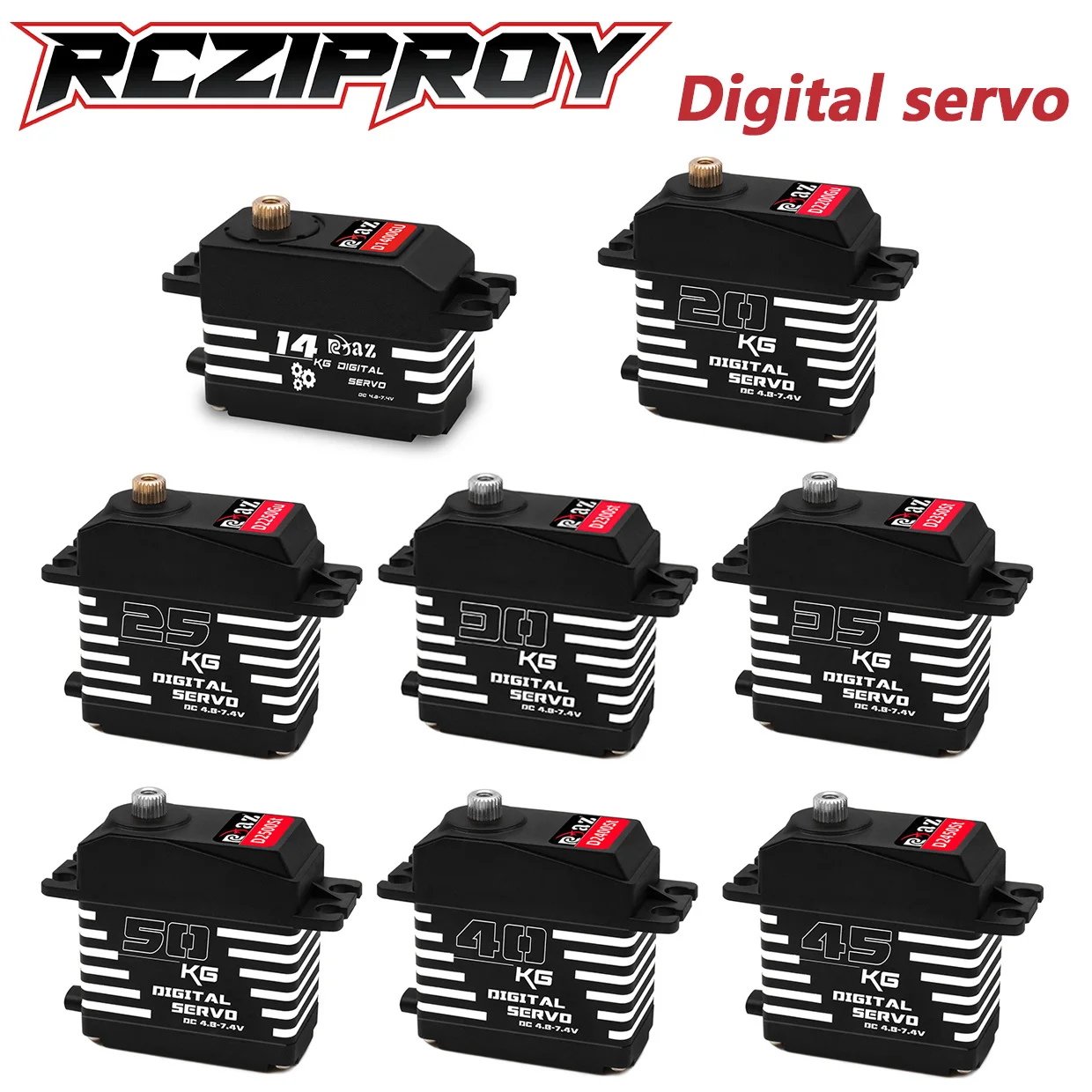 RC Digital Servo 14KG-50KG Wasserdichtes Metallgetriebe Digital Servo für 1/8 1/10 RC Crawler Autos/Boote/Roboter/Drohnen