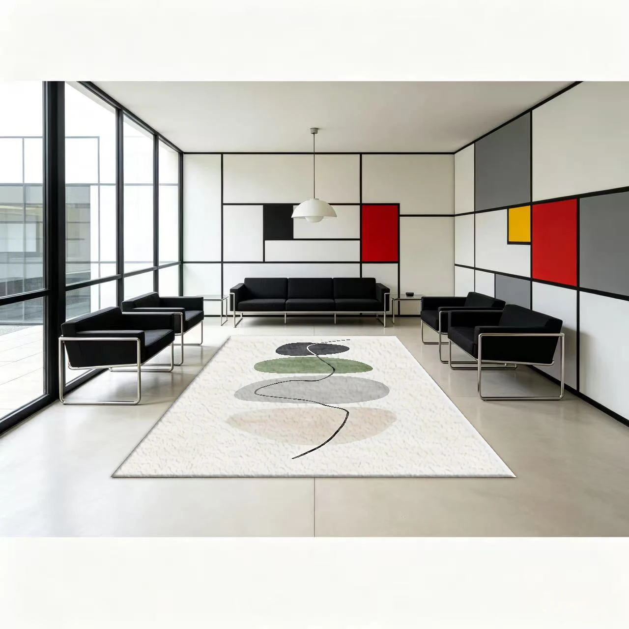 Medieval-Style Abstract Stone-Shaped Carpet, Neutral Earth Tones, Simple Home Floor Mat