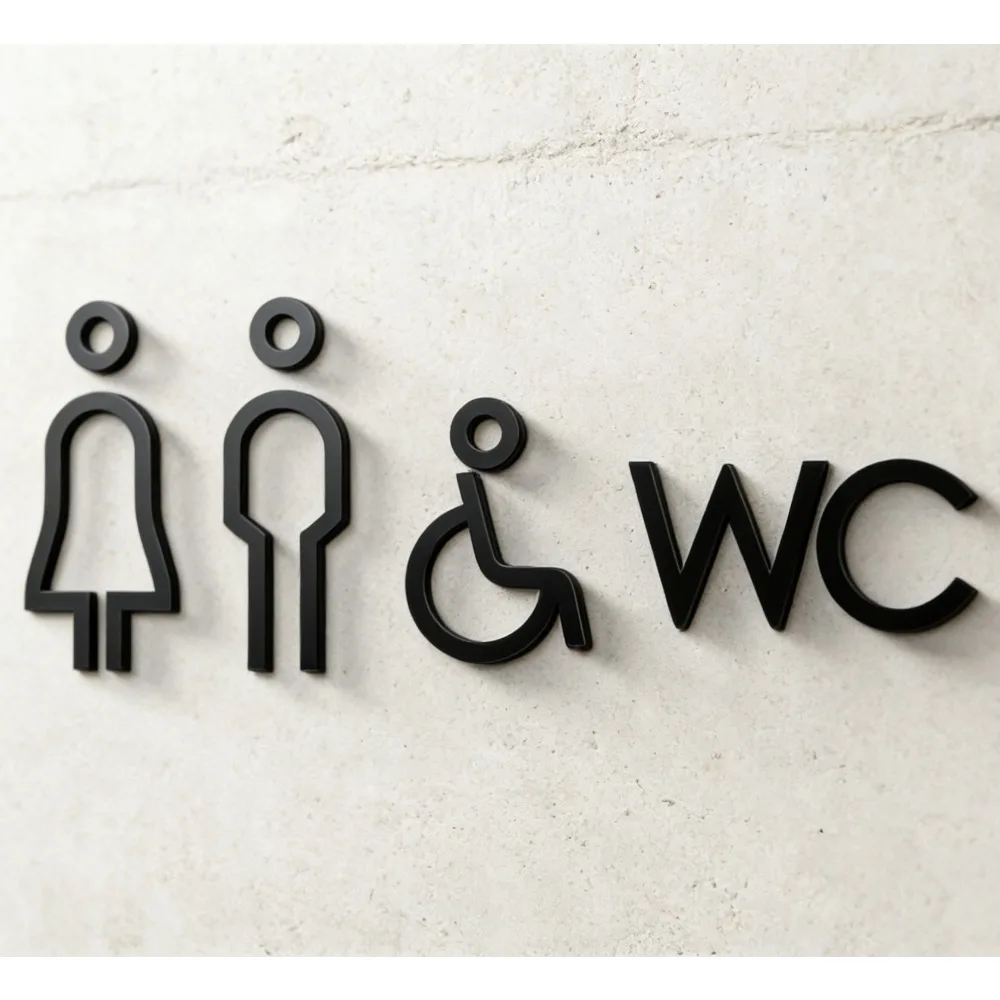 3D Acrylic Self-Adhesive Accessible Restroom Sign - Waterproof Disabled Wheelchair Parking Symbol Sticker for Home Office Hotel