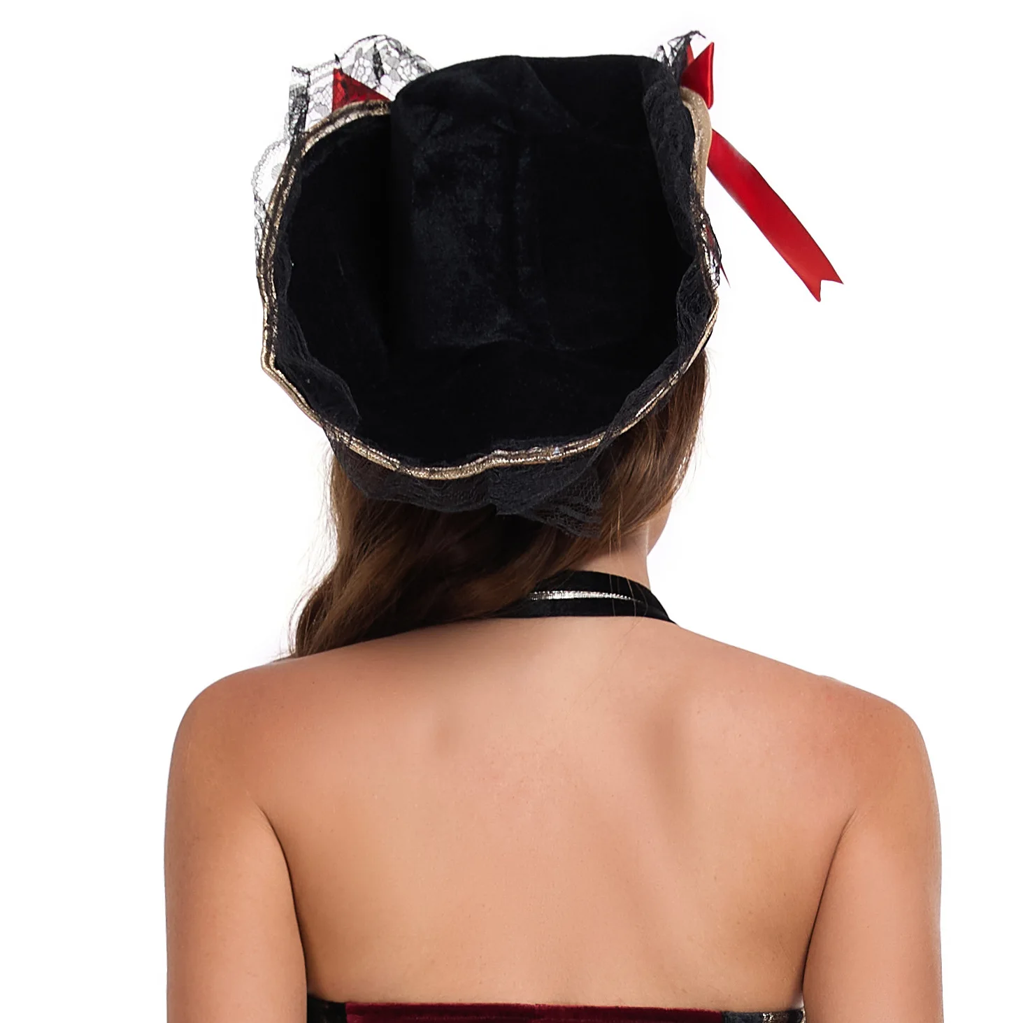 Cappello cosplay da pirata da donna Capitano Jack Accessori per costumi cosplay Berretto di Halloween Puntelli per spettacoli teatrali Copricapo per feste per adulti