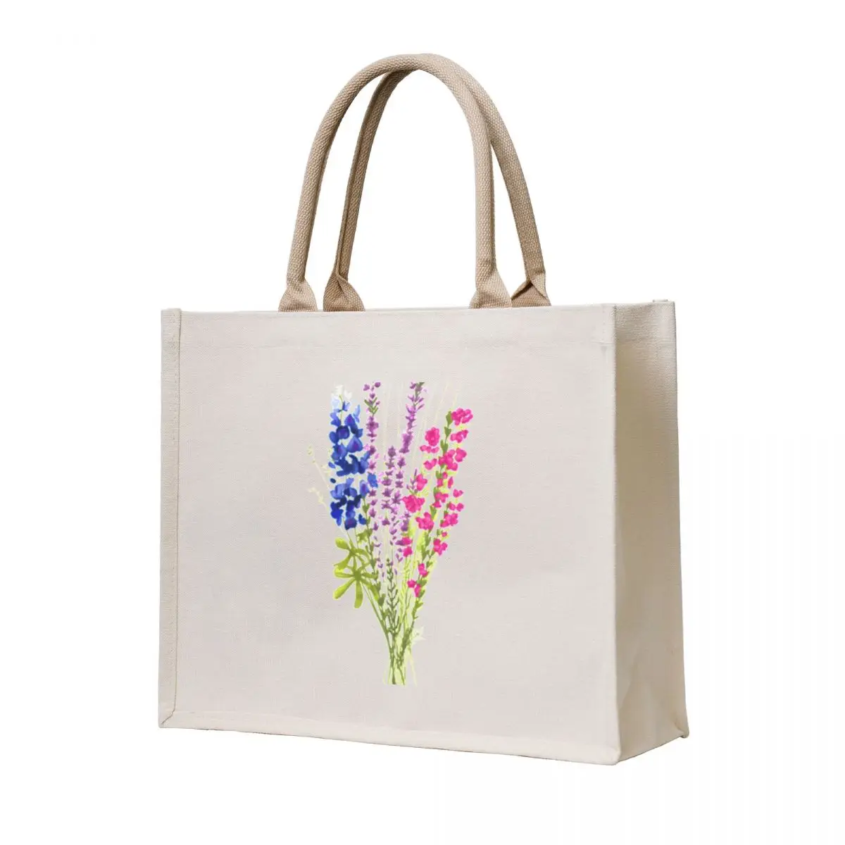 

subtle bi pride flowers Classic Tote Bag tote bags aesthetic hand bags Big bag women canvas shopping bag