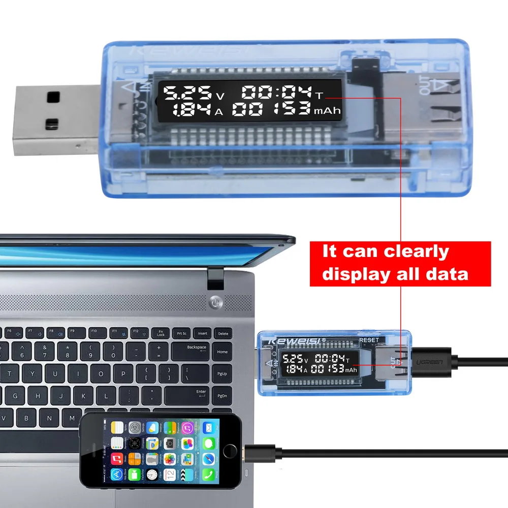 Tester di capacità del caricabatteria USB Tester dello strumento diagnostico della banca di potere voltmetro medico di tensione di corrente sicura