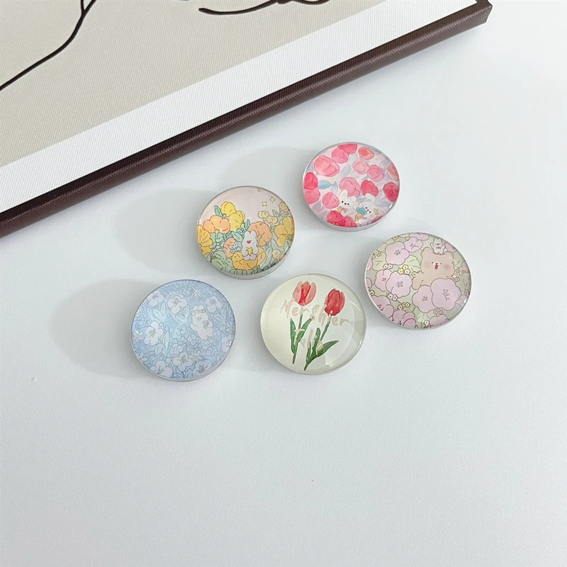 

Korean Cute 3D Cartoon Crystal Flower Griptok Bracket For iPhone Samsung Universal Phone Accessories Phone Holder Grip Tok Stand