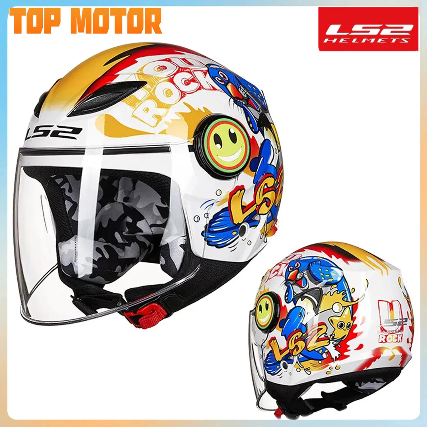 Original LS2 OF602 Children Motorcycle Helmet Cartoon Half Helmet  Summer Kids Safety Helmet Protection Casco Moto Capacete ls2