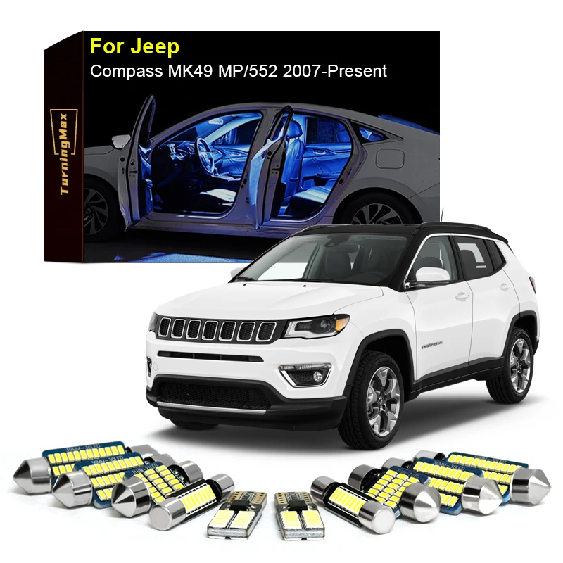 

Canbus Interior Lighting LED Bulbs Kit For Jeep Compass MK49 MP/552 2007-Now Map Dome Trunk Lights Indoor Lamps Car Accessories